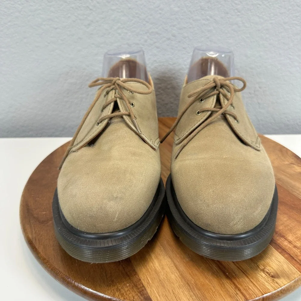 Dr. Martens Lester Tan Canvas 3-Eye Oxford Shoes Mens 10 Derbys Lightweight Work